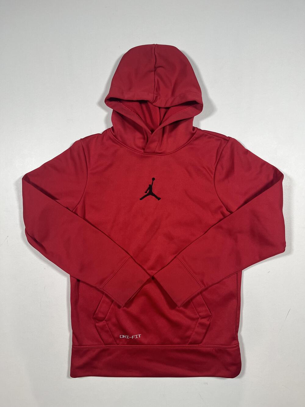 Jordan Hoodie Youth Medium 10-12 Red Pullover Dri-FIT Jumpman Fleece Pocket